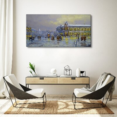 Foto auf leinwand Winterabend in der Stadt