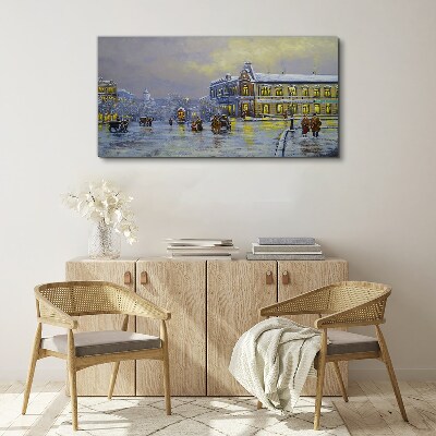 Foto auf leinwand Winterabend in der Stadt