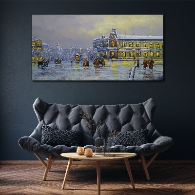 Foto auf leinwand Winterabend in der Stadt