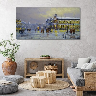 Foto auf leinwand Winterabend in der Stadt
