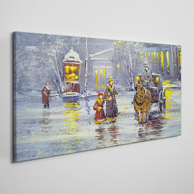 Foto leinwand Winterabend in der Stadt