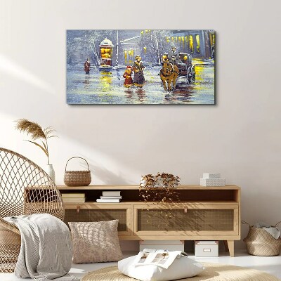 Foto leinwand Winterabend in der Stadt