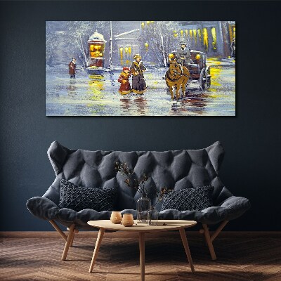 Foto leinwand Winterabend in der Stadt