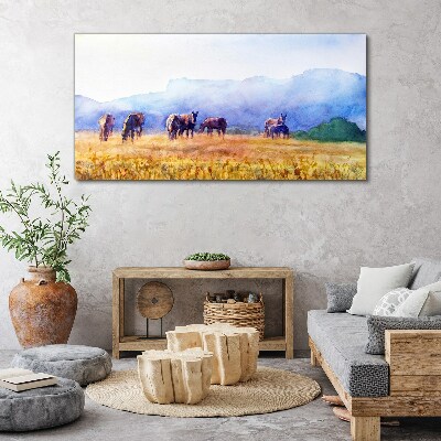 Wandbild Tiere Pferde Wiese Natur