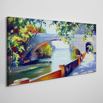 Foto auf leinwand Brücke im sonnigen Park