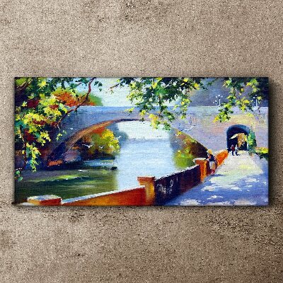 Foto auf leinwand Brücke im sonnigen Park