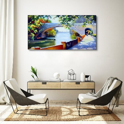 Foto auf leinwand Brücke im sonnigen Park