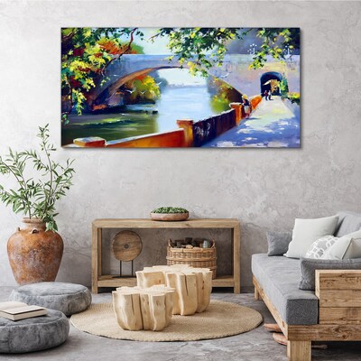 Foto auf leinwand Brücke im sonnigen Park