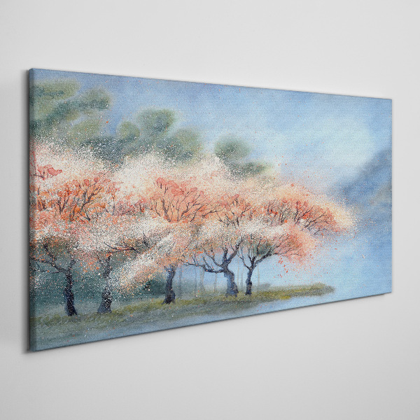 Bild auf leinwand Frühlingsbäume in Pastellfarben