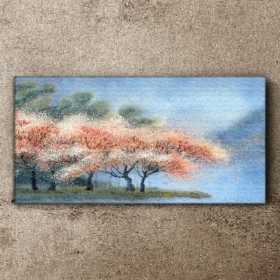Bild auf leinwand Frühlingsbäume in Pastellfarben