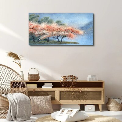 Bild auf leinwand Frühlingsbäume in Pastellfarben
