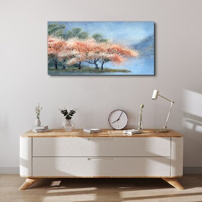 Bild auf leinwand Frühlingsbäume in Pastellfarben