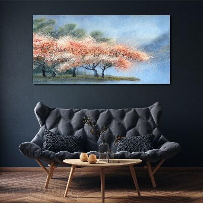 Bild auf leinwand Frühlingsbäume in Pastellfarben