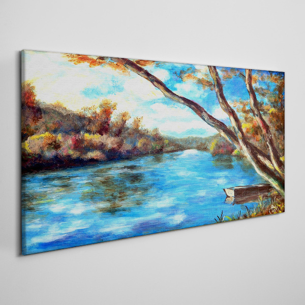 Bild auf leinwand Eine friedliche Landschaft am Fluss