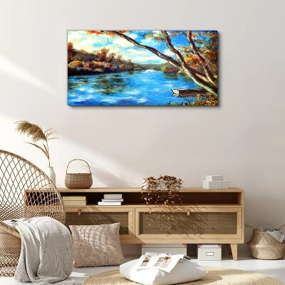 Bild auf leinwand Wald Fluss Wolken Natur