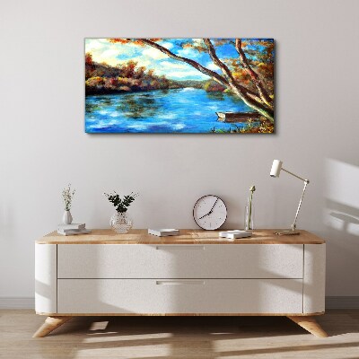 Bild auf leinwand Wald Fluss Wolken Natur