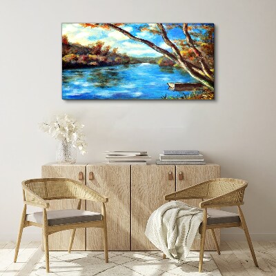 Bild auf leinwand Eine friedliche Landschaft am Fluss