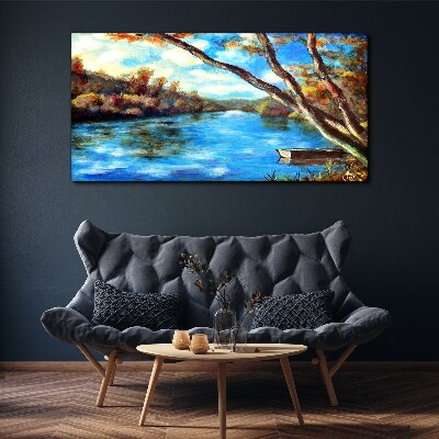 Bild auf leinwand Wald Fluss Wolken Natur