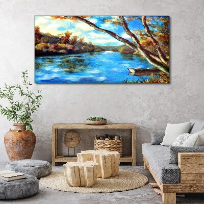 Bild auf leinwand Wald Fluss Wolken Natur