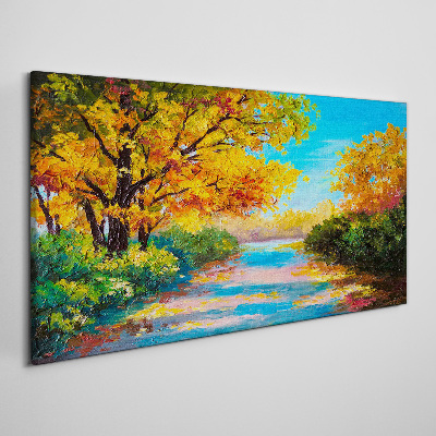 Foto auf leinwand Goldener Herbst am Fluss