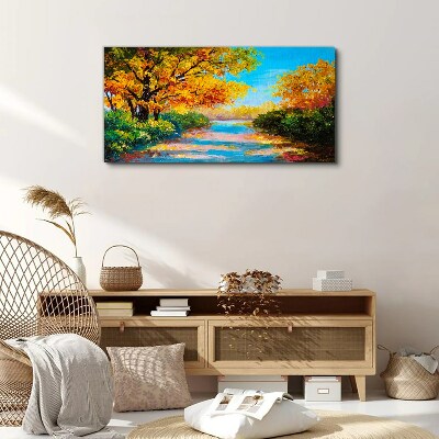 Foto auf leinwand Goldener Herbst am Fluss