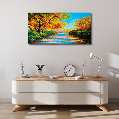 Foto auf leinwand Goldener Herbst am Fluss