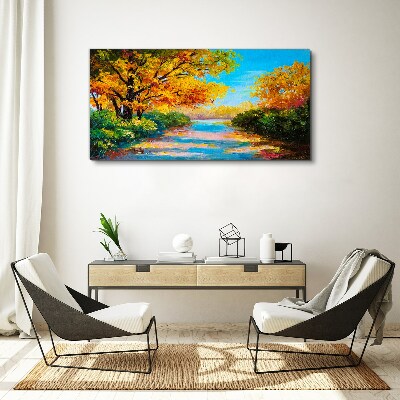 Foto auf leinwand Goldener Herbst am Fluss