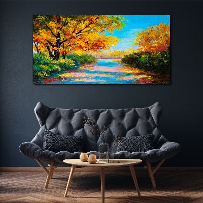 Foto auf leinwand Goldener Herbst am Fluss