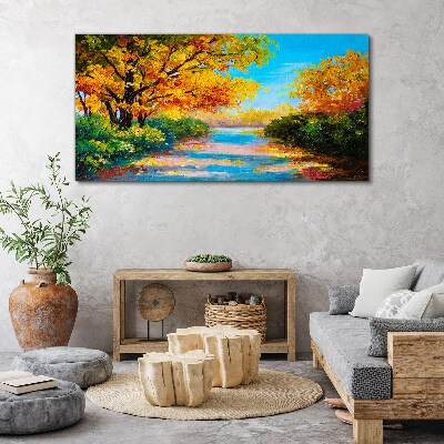 Foto auf leinwand Goldener Herbst am Fluss