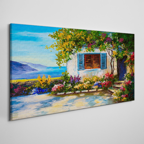 Foto leinwand Küstenlandschaft mit Blumen