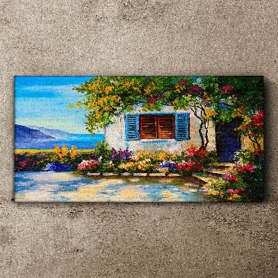 Foto leinwand Küstenlandschaft mit Blumen