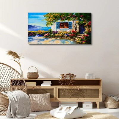 Foto leinwand Küstenlandschaft mit Blumen