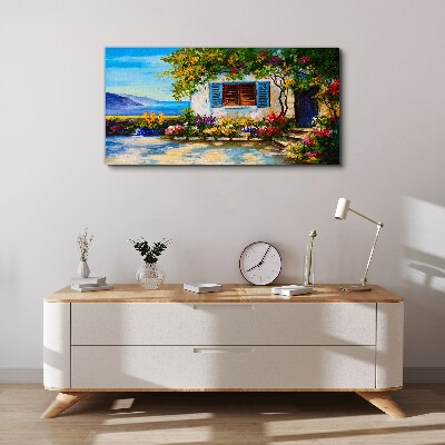 Foto leinwand Küstenlandschaft mit Blumen