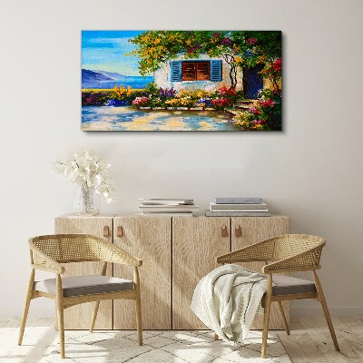 Foto leinwand Küstenlandschaft mit Blumen