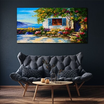 Foto leinwand Küstenlandschaft mit Blumen
