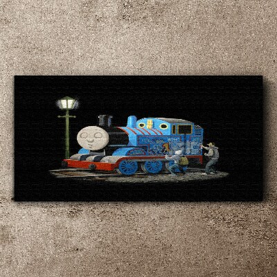 Foto auf leinwand Schwarze Banksy-Lokomotive