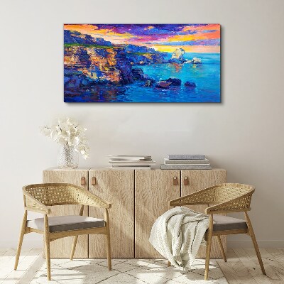 Foto auf leinwand Malerischer Sonnenuntergang über der Küste