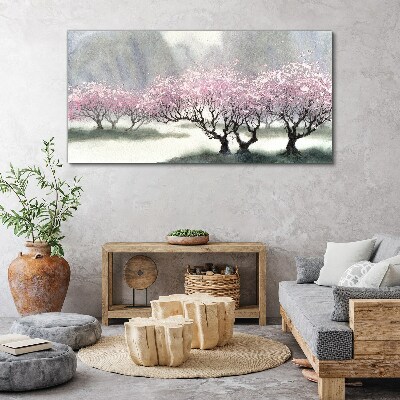 Foto auf leinwand Winterschneebäume Blumen