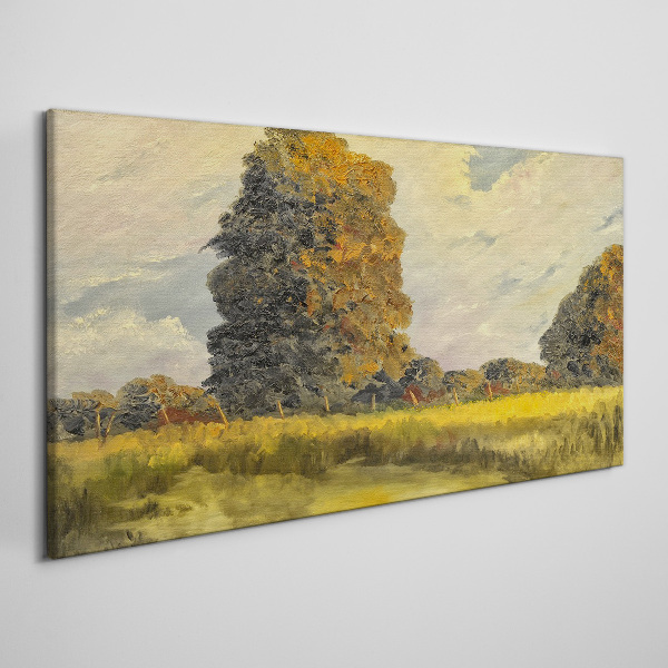 Foto auf leinwand Goldene Bäume in einer Sommerlandschaft