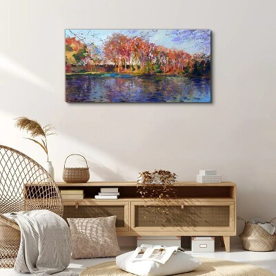 Leinwandbild Herbstpanorama über den Fluss