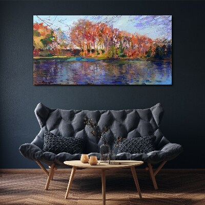 Leinwandbild Herbstpanorama über den Fluss