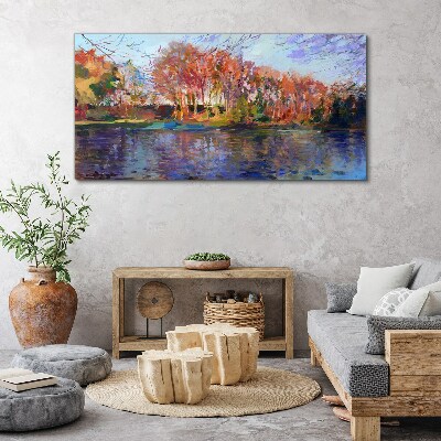 Leinwandbild Herbstpanorama über den Fluss