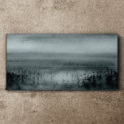 Foto auf leinwand Grau-felsige Nebellandschaft