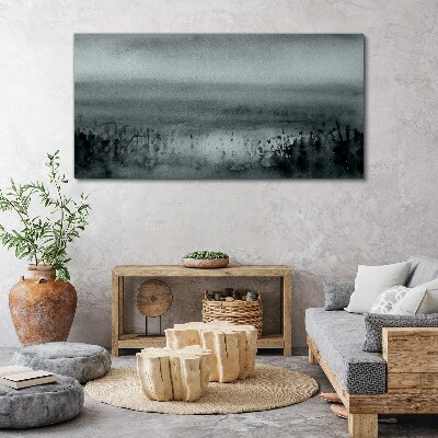 Foto auf leinwand Grau-felsige Nebellandschaft