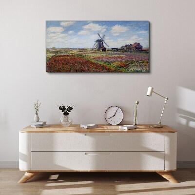 Bild auf leinwand Landschaft mit einer Windmühle