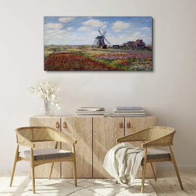 Bild auf leinwand Landschaft mit einer Windmühle
