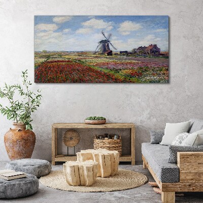 Bild auf leinwand Landschaft mit einer Windmühle