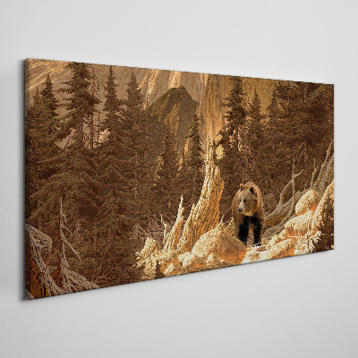 Foto auf leinwand Grizzly in einer Berglandschaft