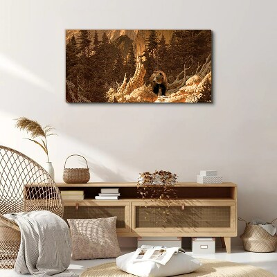Foto auf leinwand Grizzly in einer Berglandschaft