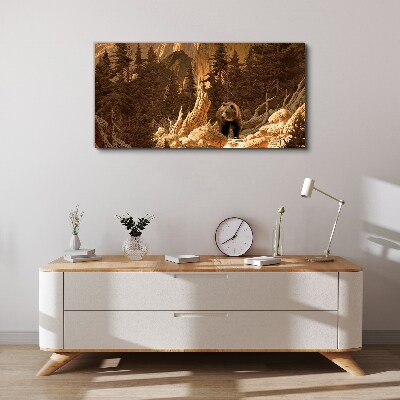 Foto auf leinwand Grizzly in einer Berglandschaft